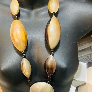 GERDA LYNGGAARD monies style Buffalo horn pendant necklace vintage